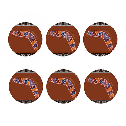 Aboriginal Dot Boomerang Print Coaster Set