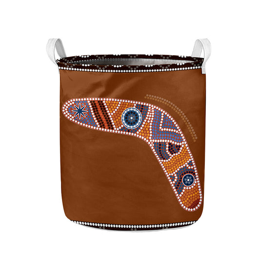 Aboriginal Dot Boomerang Print Collapsible Laundry Basket