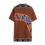 Aboriginal Dot Boomerang Print Cotton Hawaiian Shirt