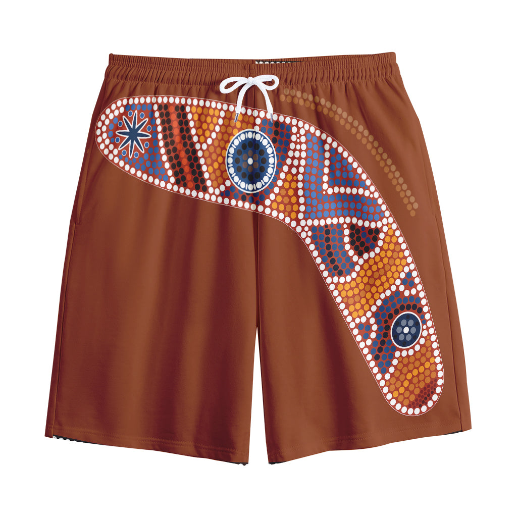 Aboriginal Dot Boomerang Print Cotton Shorts