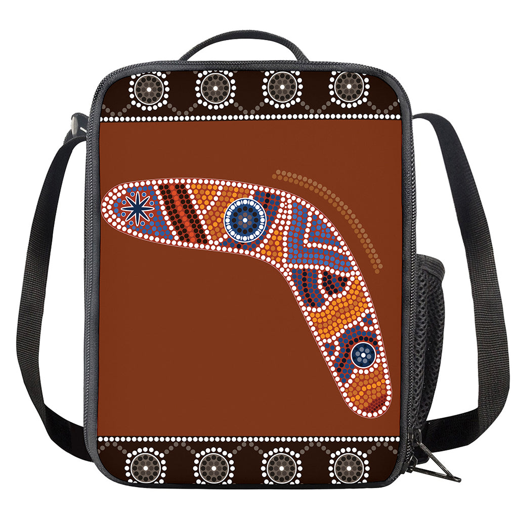 Aboriginal Dot Boomerang Print Crossbody Lunch Bag