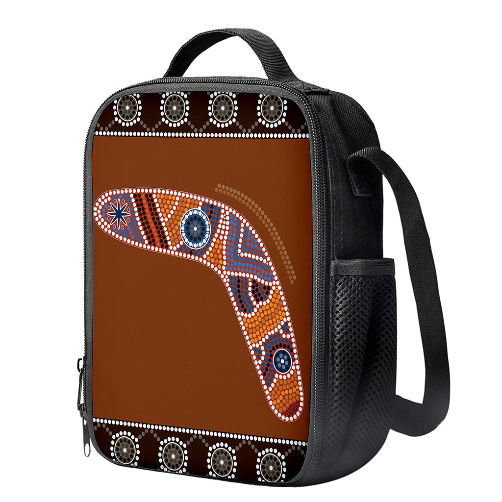 Aboriginal Dot Boomerang Print Crossbody Lunch Bag
