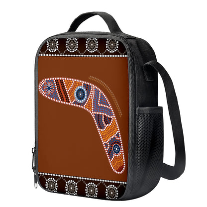 Aboriginal Dot Boomerang Print Crossbody Lunch Bag