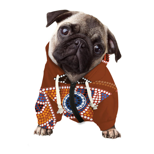 Aboriginal Dot Boomerang Print Dog Zip Up Hoodie