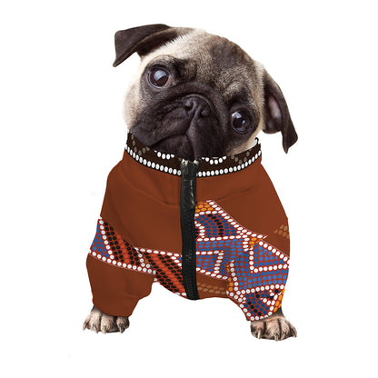 Aboriginal Dot Boomerang Print Dog Zip Up Jacket