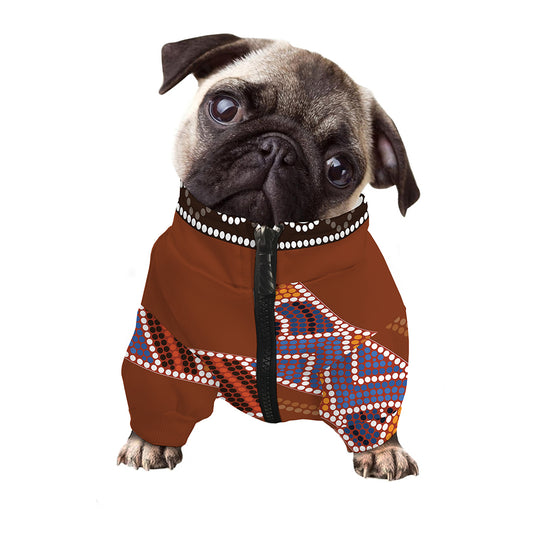 Aboriginal Dot Boomerang Print Dog Zip Up Jacket