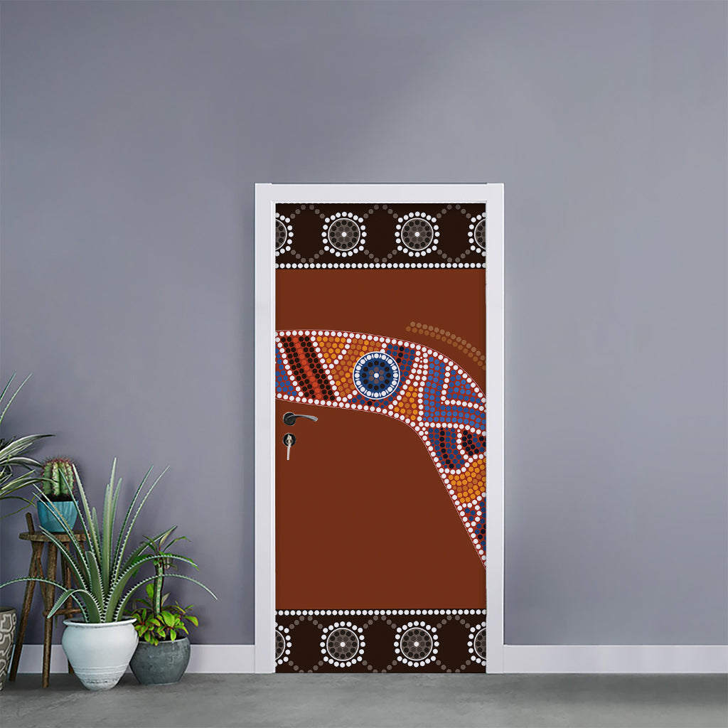 Aboriginal Dot Boomerang Print Door Sticker