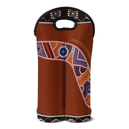 Aboriginal Dot Boomerang Print Double Neoprene Wine Tote
