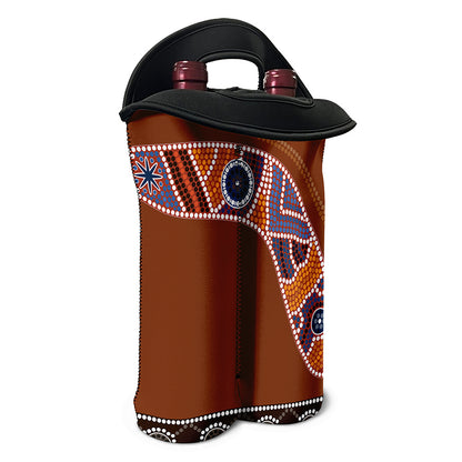 Aboriginal Dot Boomerang Print Double Neoprene Wine Tote