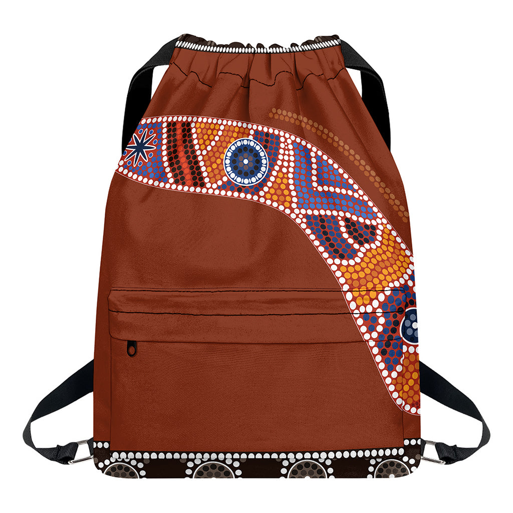 Aboriginal Dot Boomerang Print Drawstring Backpack