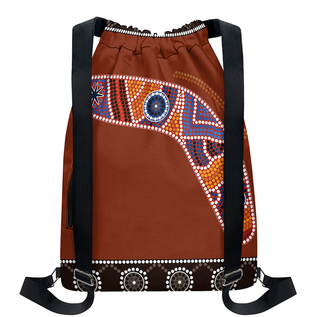 Aboriginal Dot Boomerang Print Drawstring Backpack