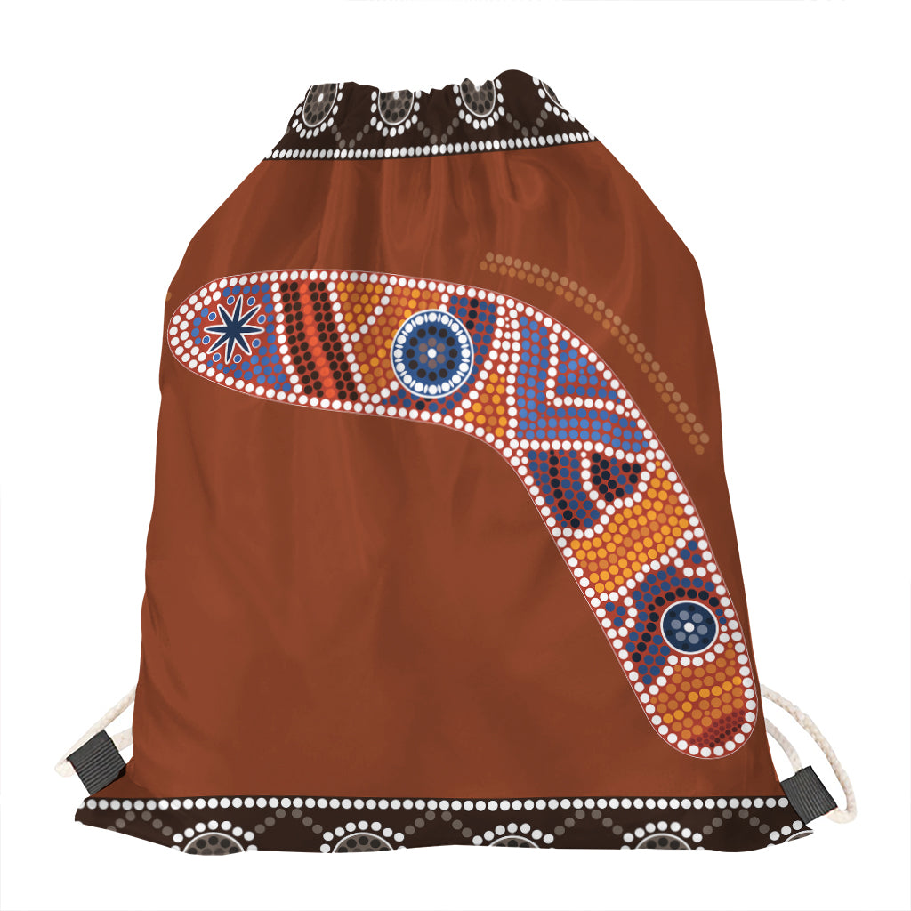 Aboriginal Dot Boomerang Print Drawstring Bag