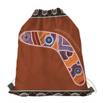 Aboriginal Dot Boomerang Print Drawstring Bag