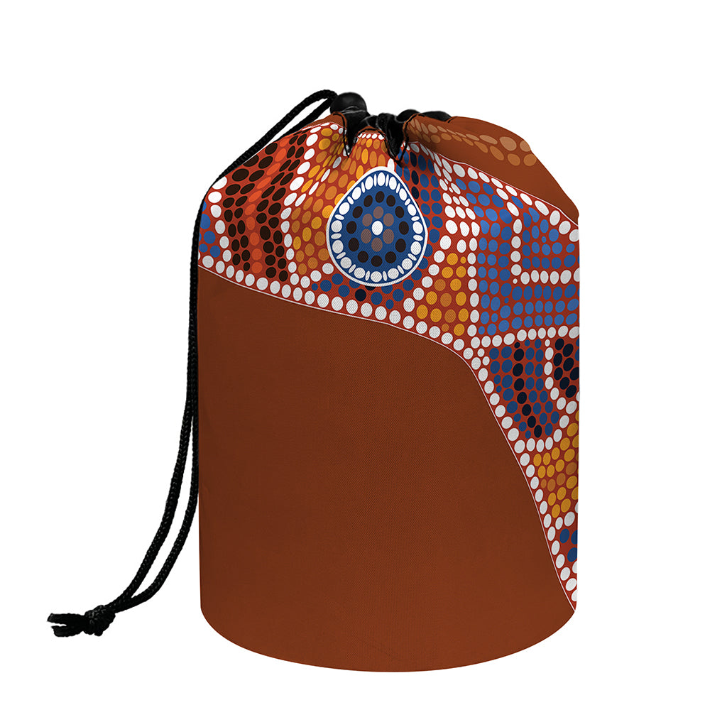 Aboriginal Dot Boomerang Print Drawstring Makeup Bag