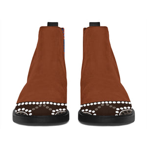 Aboriginal Dot Boomerang Print Flat Ankle Boots