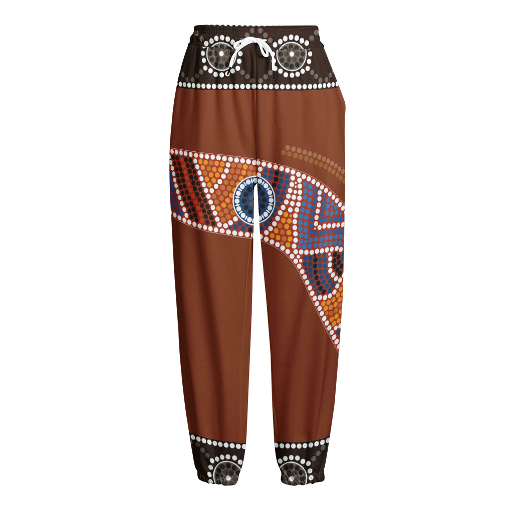 Aboriginal Dot Boomerang Print Fleece Lined Knit Pants