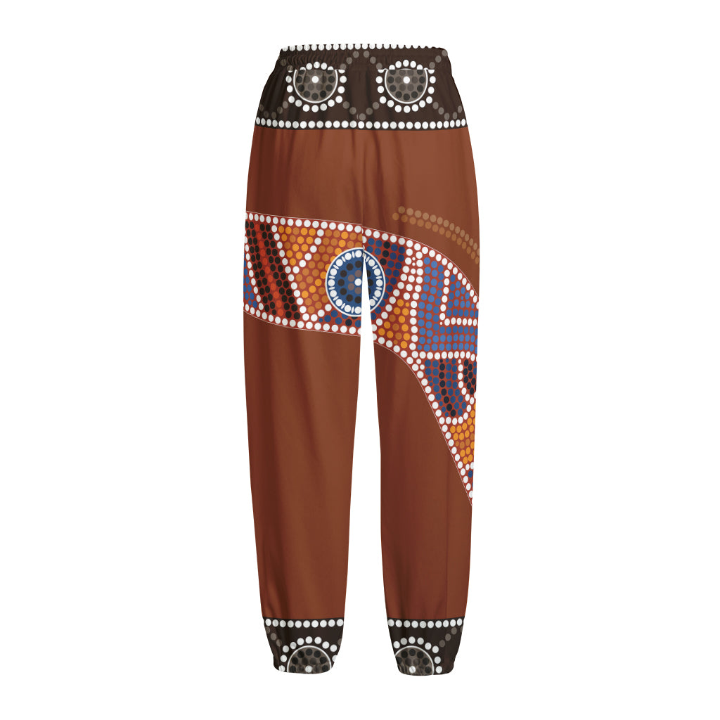 Aboriginal Dot Boomerang Print Fleece Lined Knit Pants