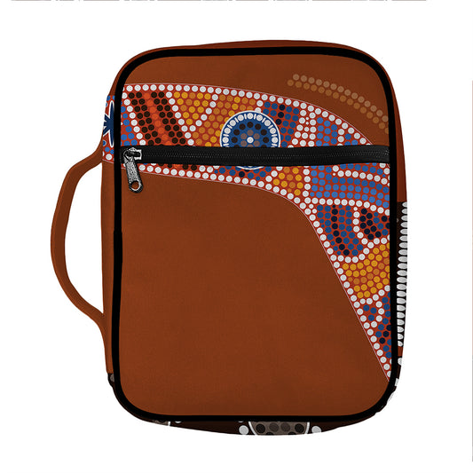 Aboriginal Dot Boomerang Print Front Pocket Bible Bag