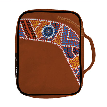 Aboriginal Dot Boomerang Print Front Pocket Bible Bag