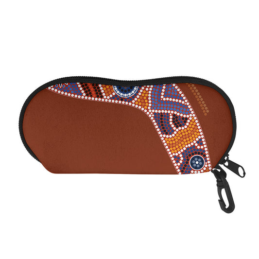 Aboriginal Dot Boomerang Print Glasses Case