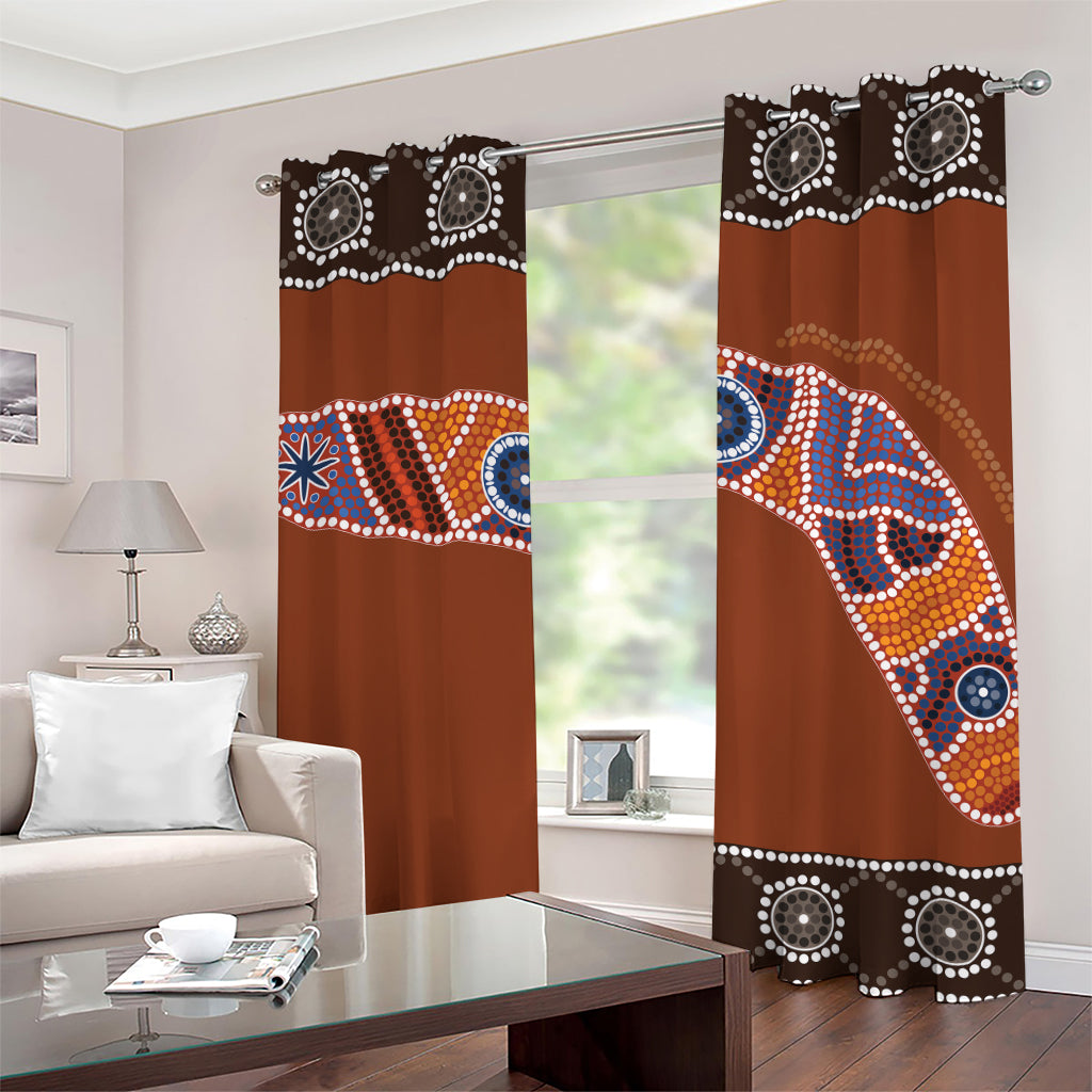 Aboriginal Dot Boomerang Print Grommet Curtains