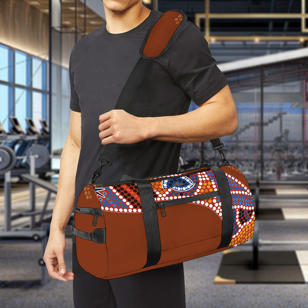 Aboriginal Dot Boomerang Print Gym Bag
