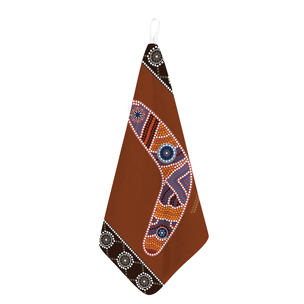 Aboriginal Dot Boomerang Print Hand Towel
