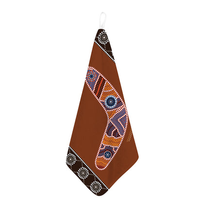 Aboriginal Dot Boomerang Print Hand Towel