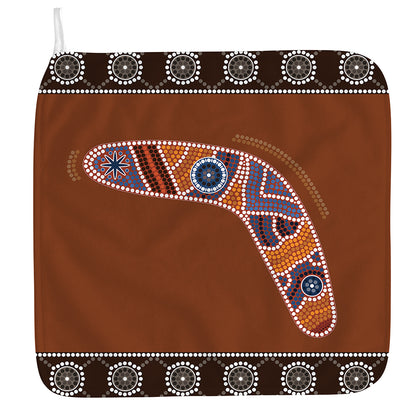 Aboriginal Dot Boomerang Print Hand Towel