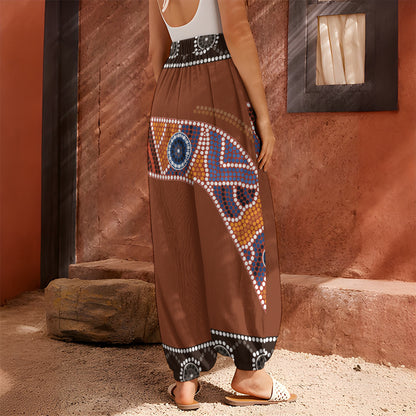 Aboriginal Dot Boomerang Print Harem Pants