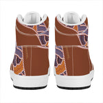 Aboriginal Dot Boomerang Print High Top Leather Sneakers