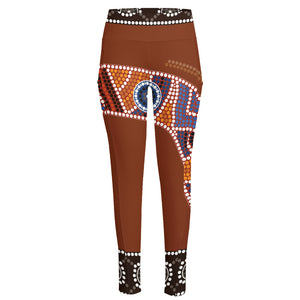 Aboriginal Dot Boomerang Print High-Waisted Pocket Leggings