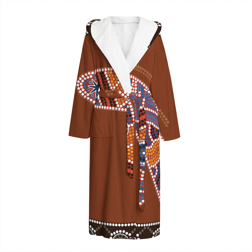 Aboriginal Dot Boomerang Print Hooded Bathrobe