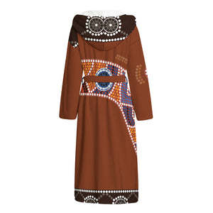 Aboriginal Dot Boomerang Print Hooded Bathrobe