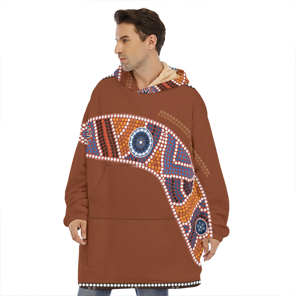 Aboriginal Dot Boomerang Print Hoodie Blanket