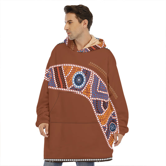 Aboriginal Dot Boomerang Print Hoodie Blanket