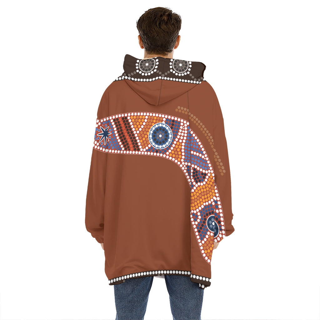 Aboriginal Dot Boomerang Print Hoodie Blanket