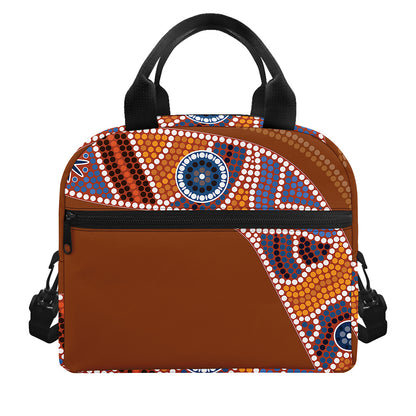 Aboriginal Dot Boomerang Print Insulated Lunch Bag