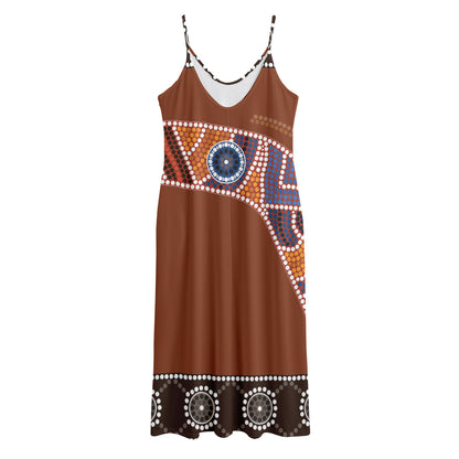Aboriginal Dot Boomerang Print Jersey Midi Cami Dress