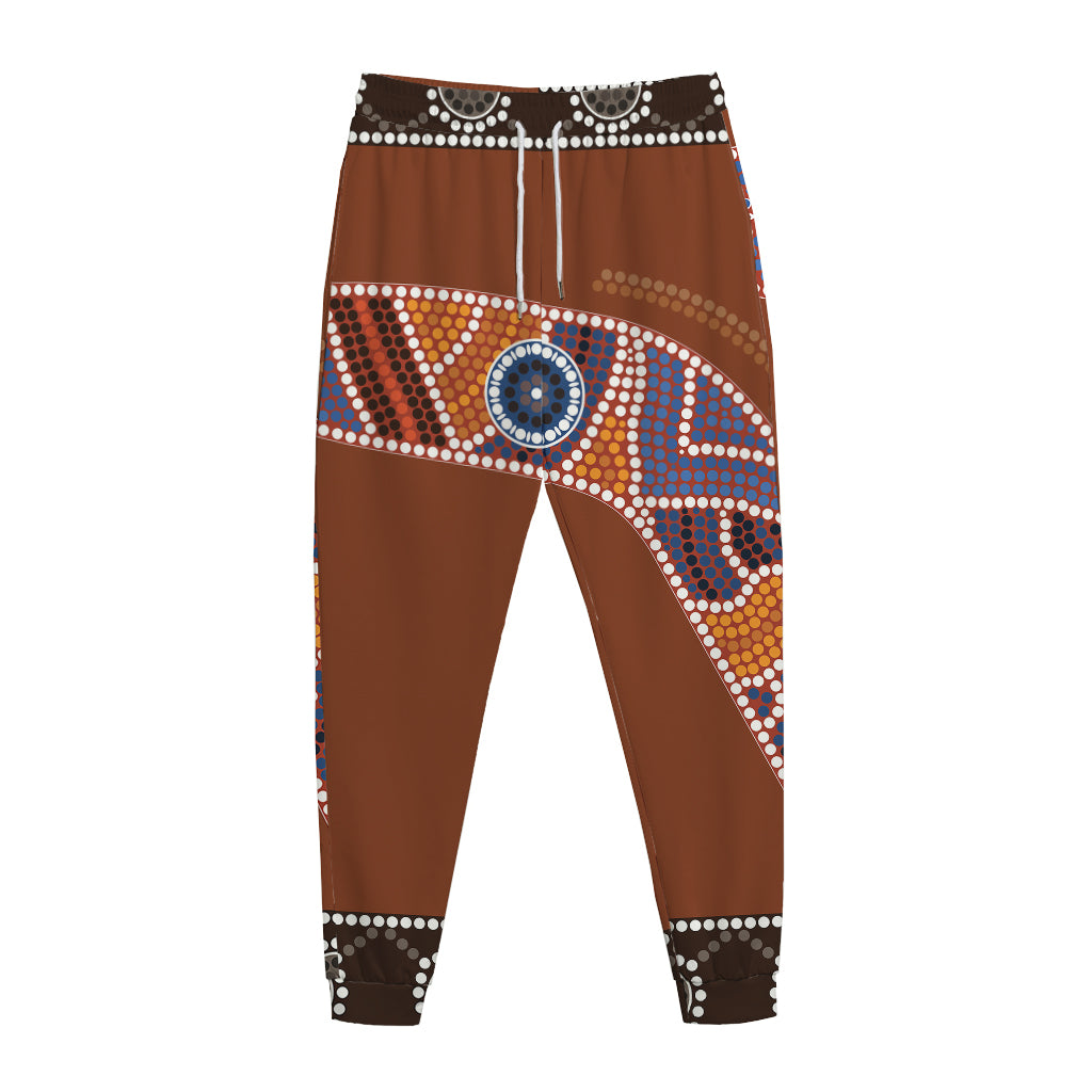 Aboriginal Dot Boomerang Print Jogger Pants
