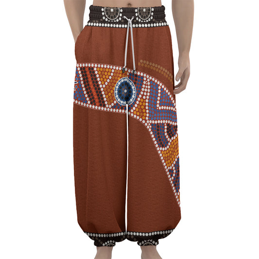 Aboriginal Dot Boomerang Print Lantern Pants