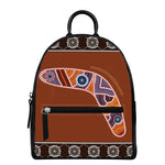 Aboriginal Dot Boomerang Print Leather Backpack