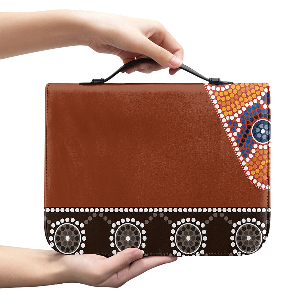 Aboriginal Dot Boomerang Print Leather Bible Cover