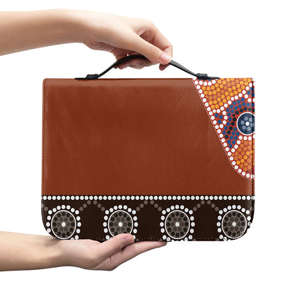 Aboriginal Dot Boomerang Print Leather Bible Cover