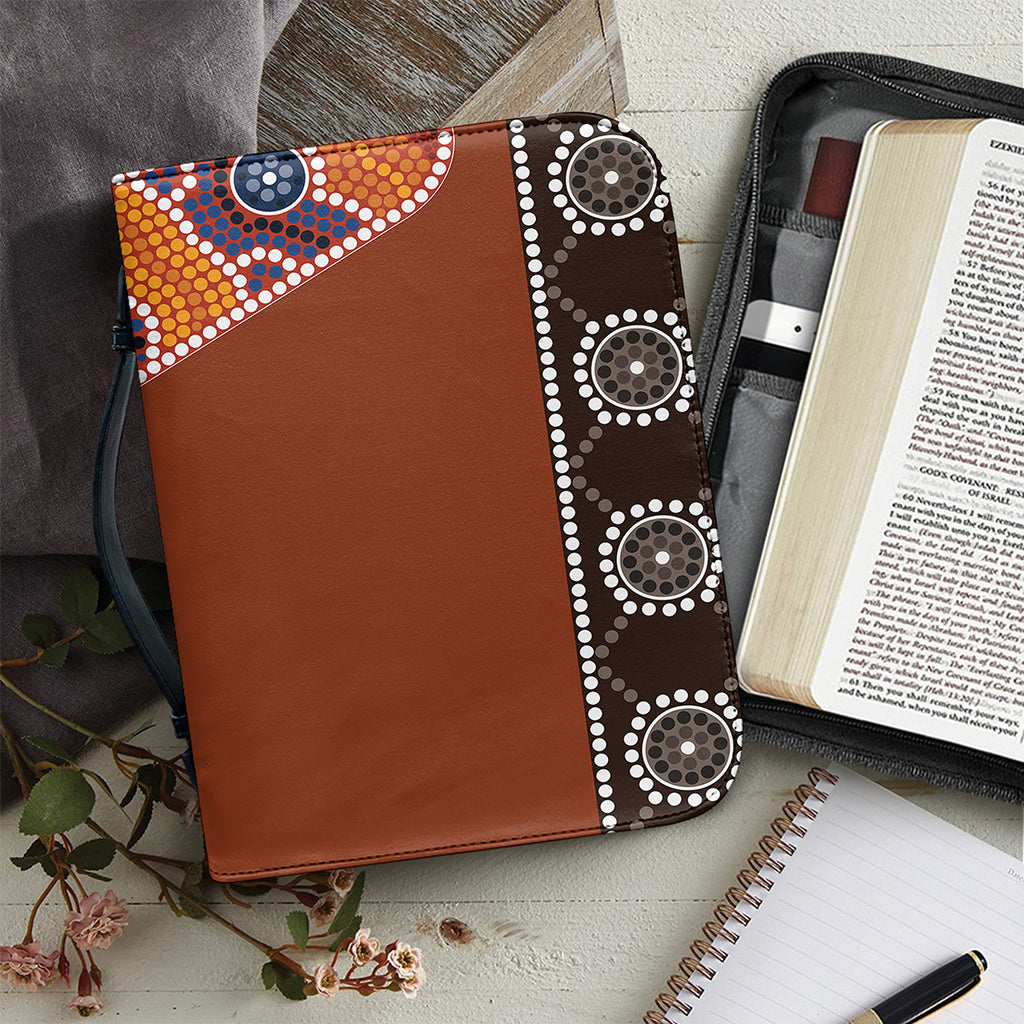 Aboriginal Dot Boomerang Print Leather Bible Cover