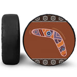 Aboriginal Dot Boomerang Print Leather Spare Tire Cover