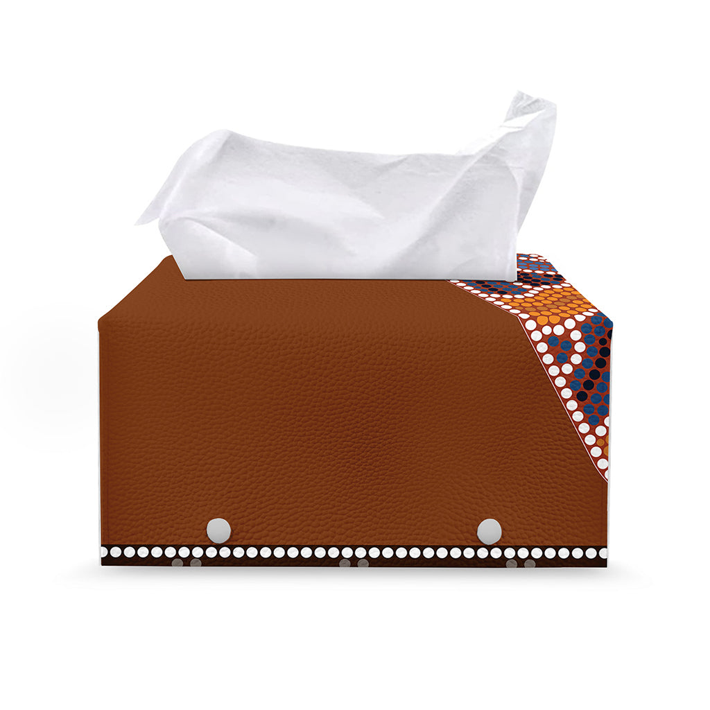 Aboriginal Dot Boomerang Print Leather Tissue Box Cover