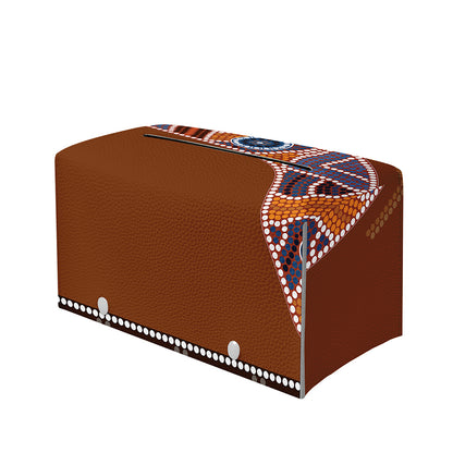 Aboriginal Dot Boomerang Print Leather Tissue Box Cover