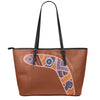 Aboriginal Dot Boomerang Print Leather Tote Bag