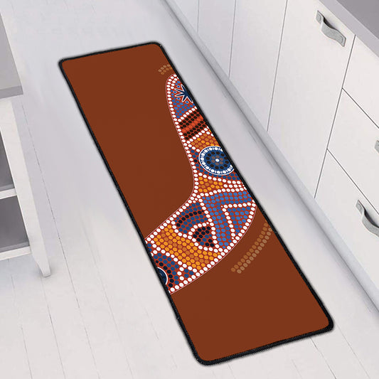 Aboriginal Dot Boomerang Print Long Kitchen Mat